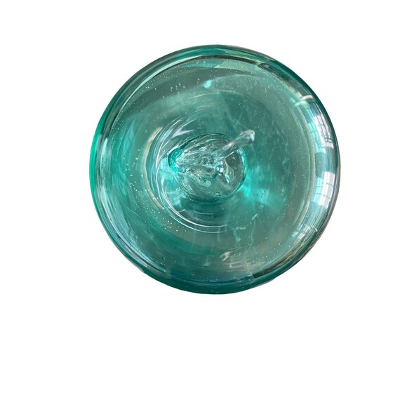 Large Hand Blown Art Glass Apple Green Paperweight Teacher Gift Hollow - Picture 2 of 6